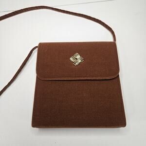 Vintage Avon 1993 Camel Brown Velvet Crossbody Bag Purse Retro Grannycore